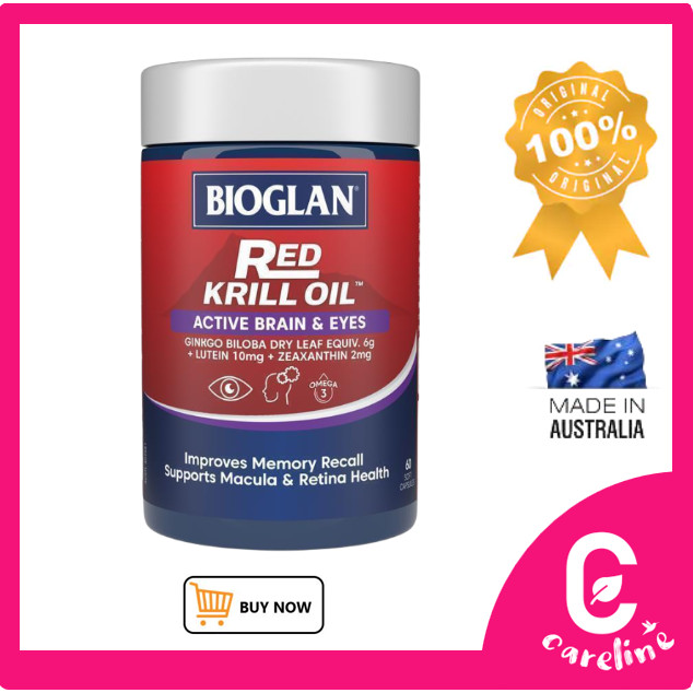 [นําเข้าโดยตรงของสหรัฐอเมริกา] Bioglan Red Krill Oil Active Brain & Eyes 60 แคปซูล