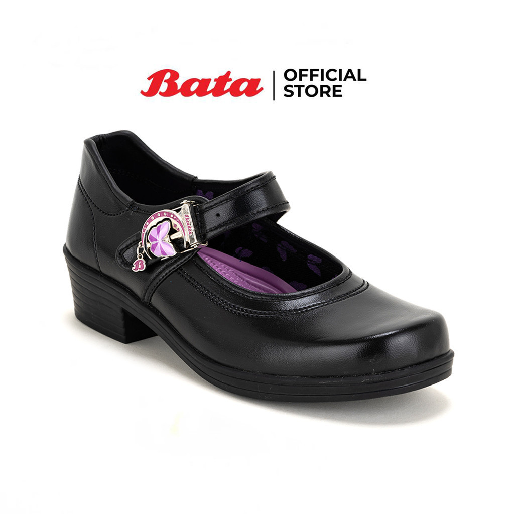 Bata บาจา รองเท้านักเรียนคัทชู สำหรับเด็กผู้หญิง สูง 1.5 นิ้ว  รุ่น B-Butterfly High Heel  สีดำ รหัส 4416615