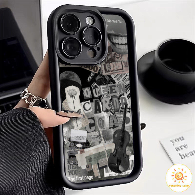 เคสโทรศัพท์มือถือ tpu ป้องกันกีต้าร์อินเทรนด์ทุกด้าน ไอโฟน11 For iPhone12 13 14 15Pro MAX X XS XR XS 7 8Plus SE2020 – โปรปัง