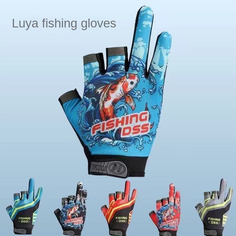 F67 ถุงมือกันลื่น ถุงมือของคนตกปลา  อุปกรณ์ป้องกันแสงแดด,  ระบายอากาศได้ดี ถุงมือมอเตอร์ไซค์
