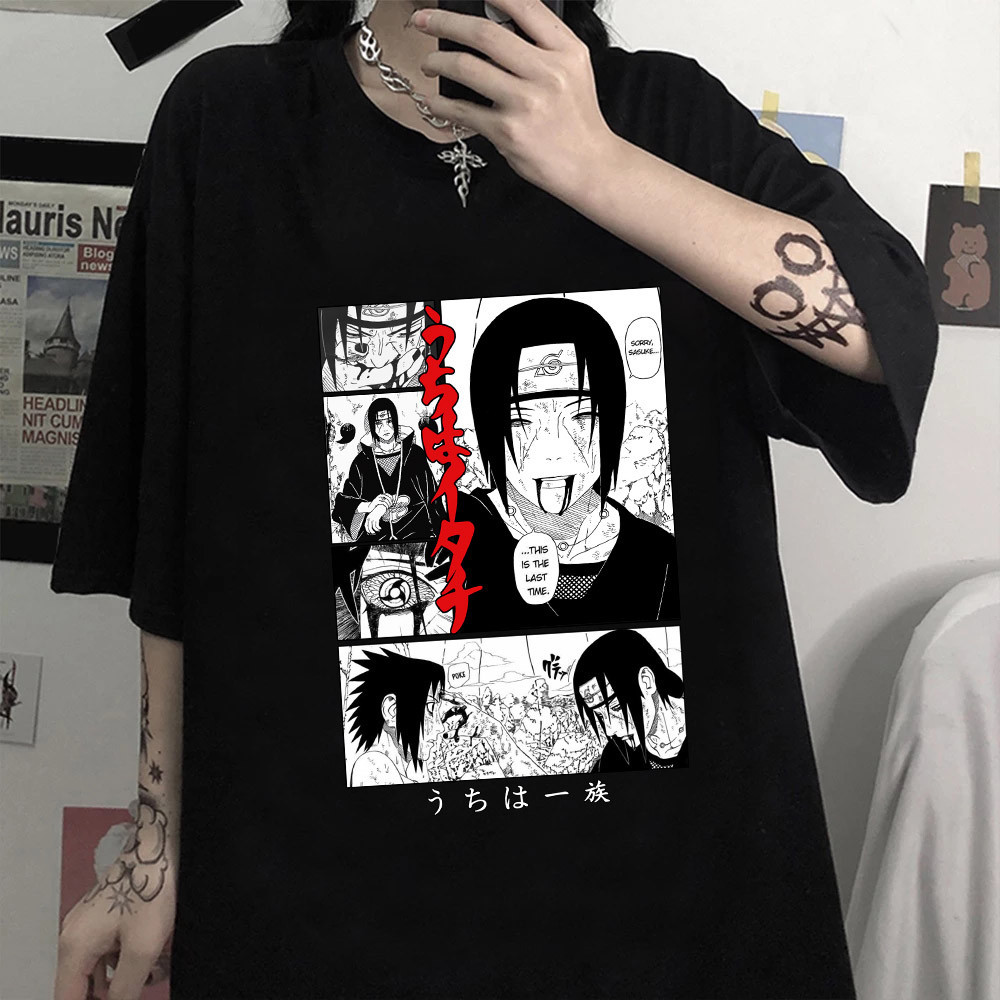 Naruto T-shirt Uchiha Itachi print T-shirt Japanese style top summer loose casual style