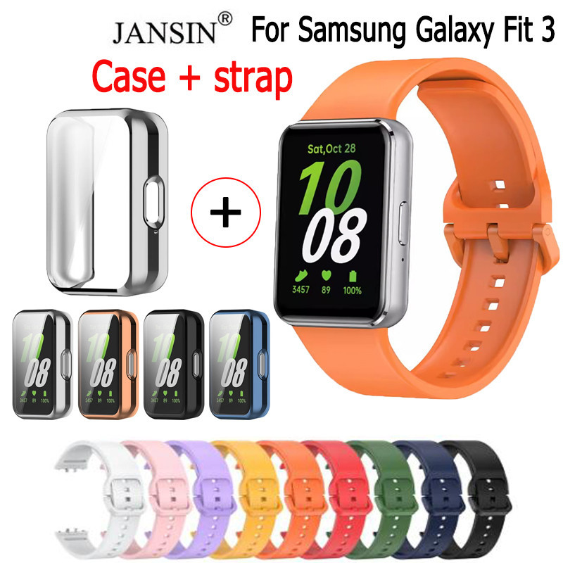 สาย Samsung Galaxy Fit 3 สายนาฬิกาข้อมือซิลิโคน+เคส สำหรับ samsung galaxy fit 3 สมาร์ทวอทช์