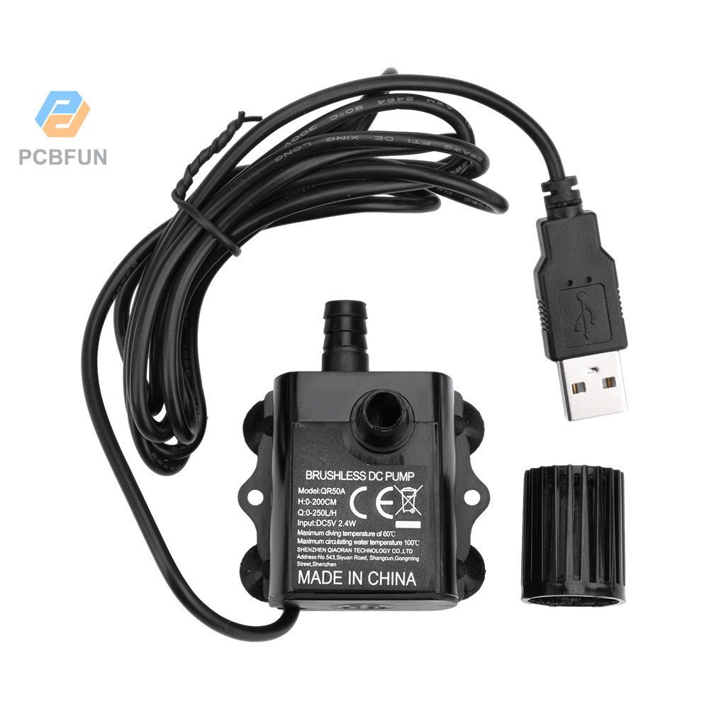 Pcbfun ปั๊มน้ําพุ USB 5V 4.8W ไร้แปรงถ่าน ขนาดเล็ก เสียงเงียบมาก กันน้ํา สําหรับบ่อน้ํา สวน ตั้งแคมป์ ตู้ปลา