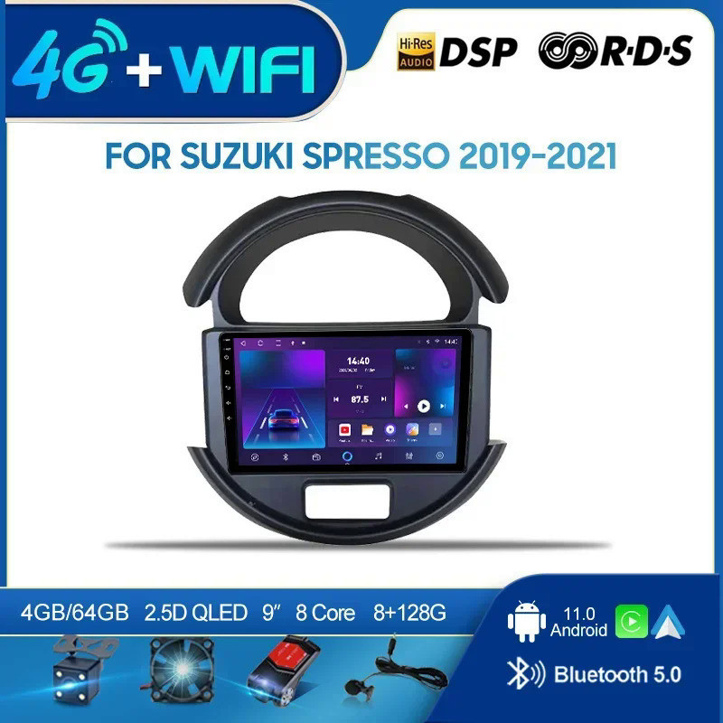 เครื่องเล่นมัลติมีเดีย วิทยุรถยนต์ GPS นําทาง 4G สําหรับ Suzuki Spresso 2019-2021 LHD 2 din Android 12.0