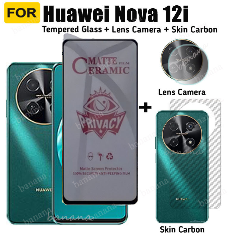 ฟิล์มกระจกนิรภัย กันรอยเลนส์กล้อง และฟิล์มด้านหลัง 3 in 1 สําหรับ Huawei Nova 12i Nova 12s 12SE Nova 10SE 9SE