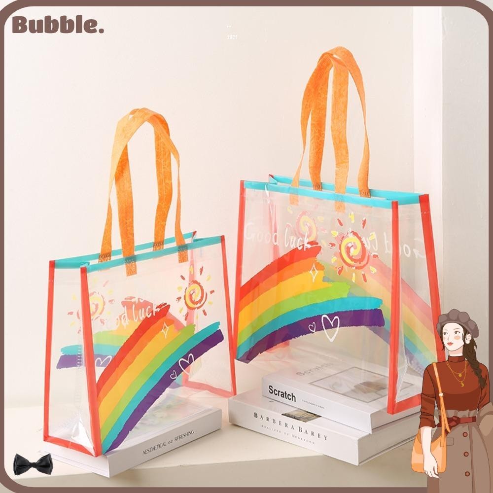 กระเป๋าถือ กระเป๋าสะพายไหล่ PVC กันน้ํา จุของได้เยอะ สีรุ้ง สําหรับว่ายน้ํากลางแจ้ง