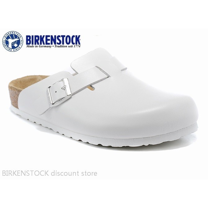【ของแท้】Birkenstock Boston รองเท้าแตะหนังคอร์ก สีขาว สําหรับผู้ชาย ผู้หญิง ไซซ์ 34-46 XIBW