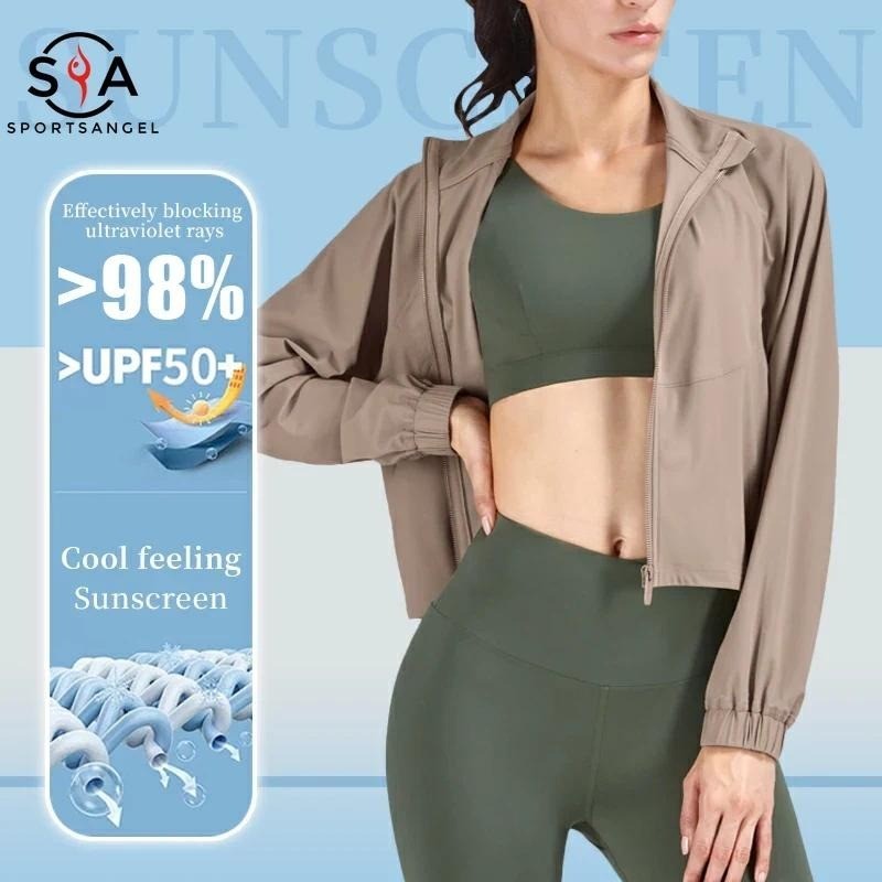 【Sportsangel】เสื้อแจ็กเก็ต แขนยาว มีซิปด้านหน้า ทรงหลวม 2 กระเป๋า สําหรับผู้หญิง ใส่วิ่ง เล่นกีฬา