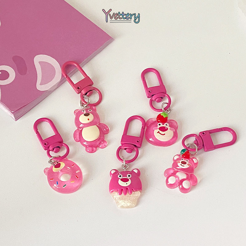 GANTUNGAN LOTSO KEYCHAIN LOTSO KEYCHAIN CUTE PINK BEAR LOTSO KEYCHAIN