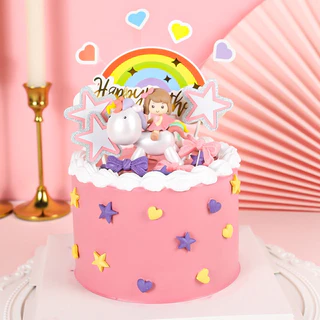 🦄 พร้อมส่ง จากไทย 🌈 ป้ายปักเค้ก ป้ายอุปกรณ์ตกแต่งหน้าเค้ก ยูนิคอร์น สายรุ้ง ดาว พระจันทร์ C49 DD26 C40