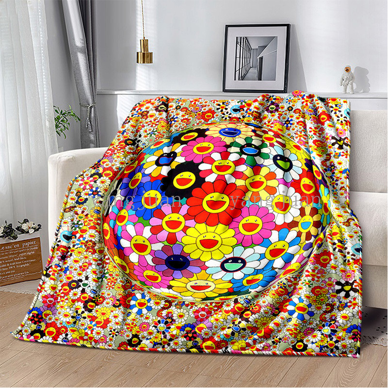 Murakami Takashi ผ้าห่มขนแกะนุ่ม สบาย ลายหน้ายิ้ม ดอกทานตะวัน หลากสี 258 - รูปที่ 7