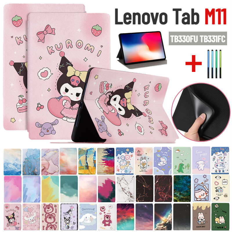 สําหรับlenovo Tab M11 TB330FU /Xiaoxin Pad 2024 TB331FC 11 นิ้วKuromi Melody Labubu Crayon Shin Chan Ultra Slimเด็กน่ารักการ์ตูนหนังฝาครอบกันกระแทกกรณีพลิก