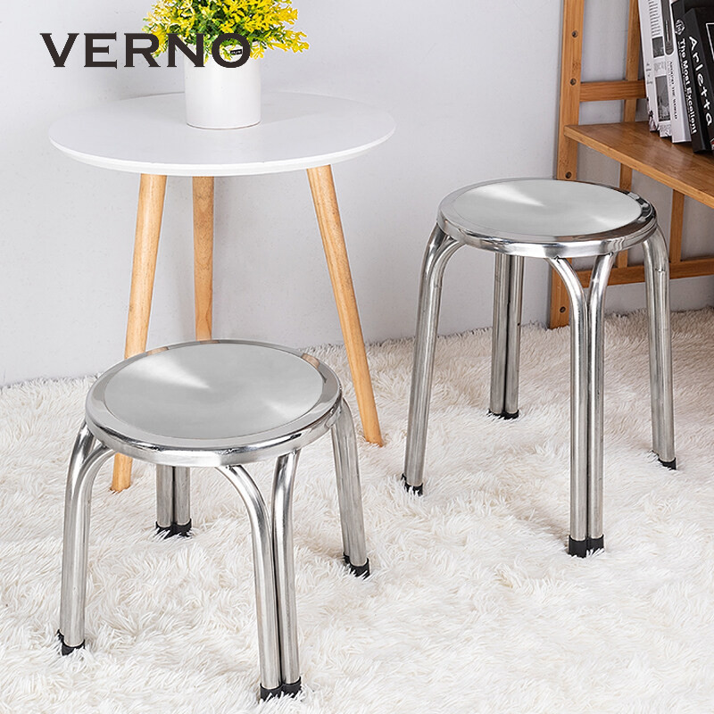 เก้าอี้ เก้าอี้สแตนเลส stainless steel chair เก้าอี้สเตนเลสกลม 4 ขา เก้าอี้ซักผ้า เก้าอี้ปิคนิค