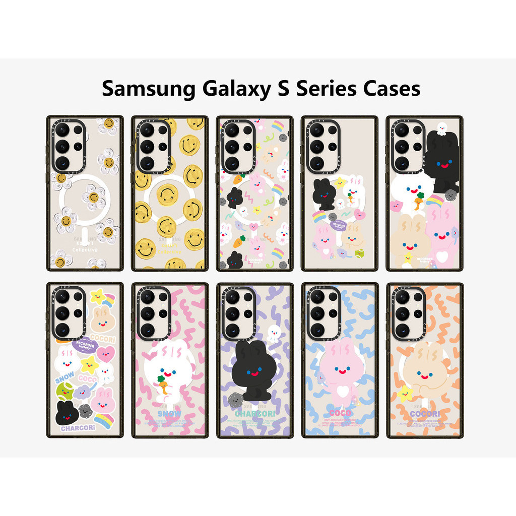 Casetify X Katie-s เคสอะคริลิคใส TPU ขอบดํา แบบแม่เหล็ก พร้อมกล่อง สําหรับ Samsung Galaxy S22 23 24 Ultra Plus
