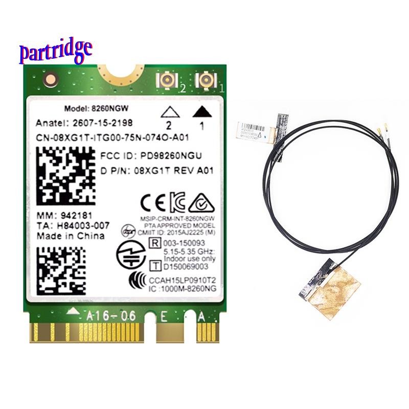 8260 8260NGW WiFi Card + 2XAntenna 2.4G/5Ghz โมดูลการ์ดไร้สายสําหรับ AC 8260