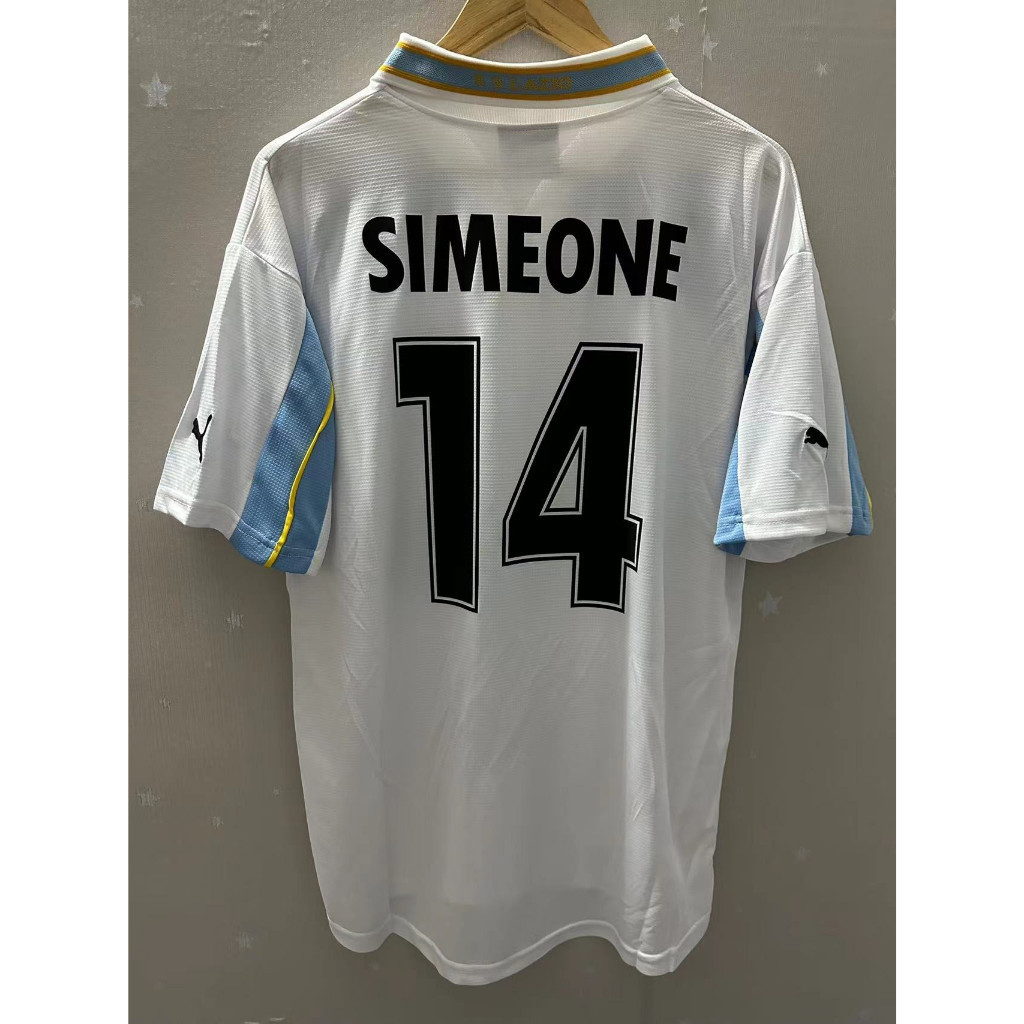 Aaa [ใหม่] 99-00 Lazio NEDVED คุณภาพสูง Away Retro Soccer Jersey เสื้อยืดที่กําหนดเองเสื้อฟุตบอล SIM