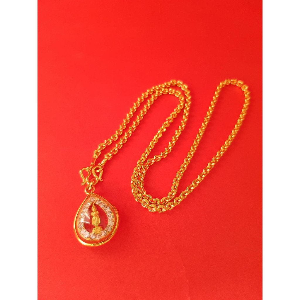 สร้อยคอห้อยพระ หนัก1บาท ยาว20นิ้ว พร้อม จี้พระ วันอาทิตย์ พระประจำวันเกิด ทั้ง7วัน ทองเยาวราช  NP-A0