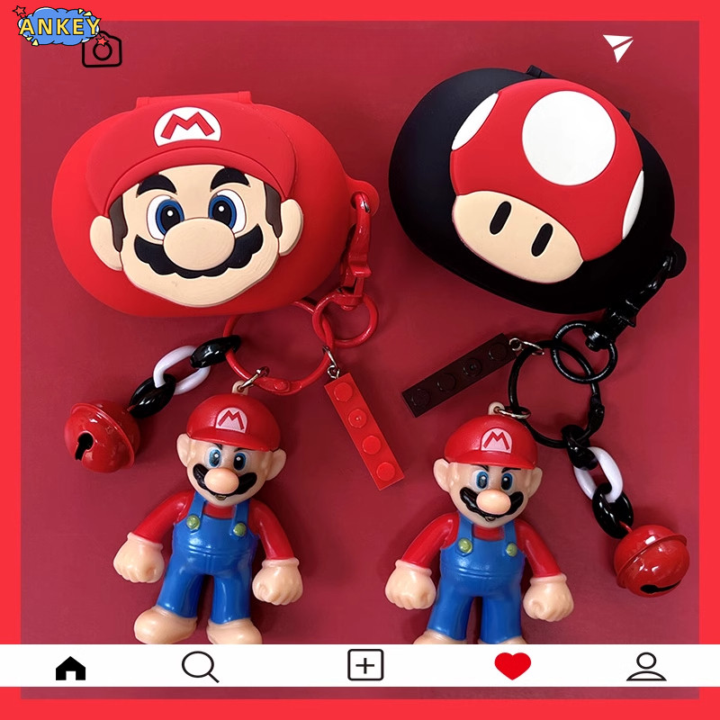 for SoundPeats Clip1 Open-Ear Case Protective Silicone Cute Cartoon Covers Super Mario Wireless Earbuds Shell TWS Headphone Portable