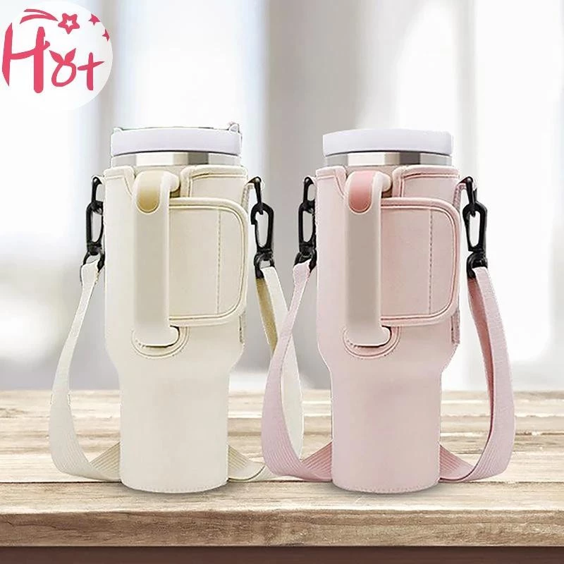 Ge 40ออนซ์ ขวดน้ํา ค มาถึง กระเป๋าปรับสายคล้องไหล่ถ้วยแก้วแขนสีทึบขวดผู้ถือสําหรับเดินป่ากลางแจ้งตาราง