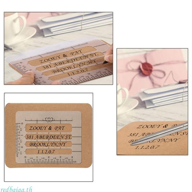 Redbaiaa 4 ชิ้น Craft Addressing Guide สมุดบันทึก Multi-use Letter Envelope Stencil Template