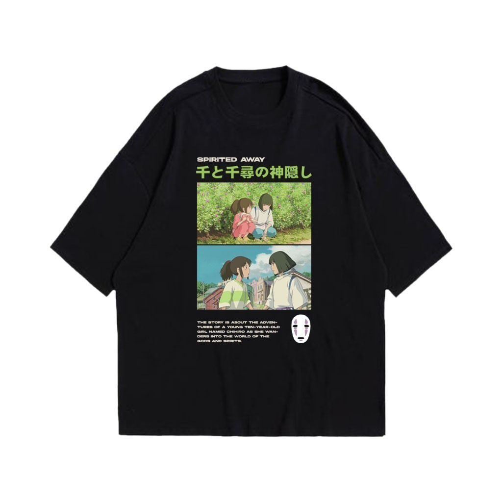 เสื้อยืด (คุณภาพสูง) ไซส์ใหญ่ พิมพ์ภาพการ์ตูน Spirited Away Ghibli ขนาด S-3XL