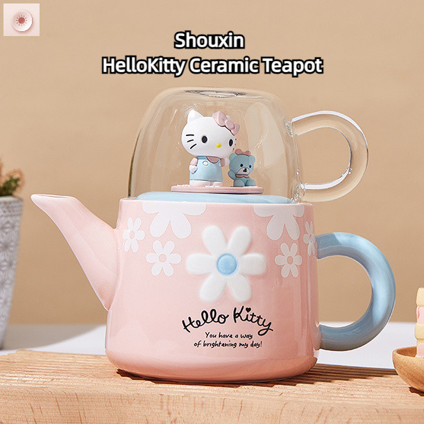Shouxin HelloKitty กาน้ําชาเซรามิก Sakura Pink Teapot Family Teapot Gift