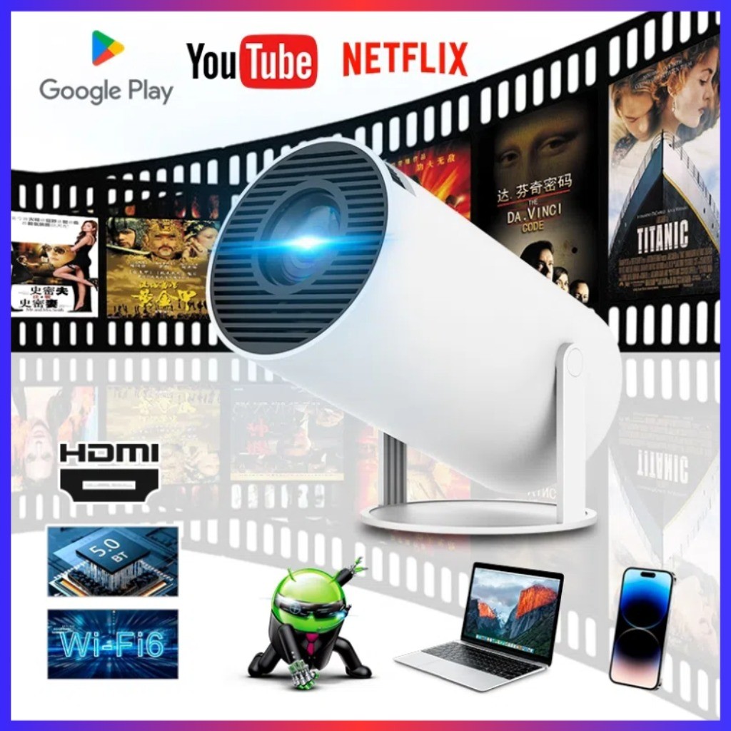 โปรเจคเตอร์มินิ projector HY300 โปรเจคเตอร์ดูหนัง WiFi 1920*1080P HD รองรับการแชร์หน้าจอมือถือ โปรเจ