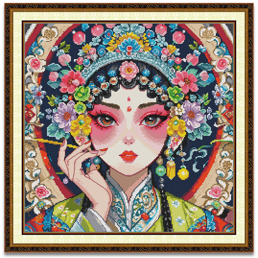 ปักครอสติส ผู้หญิงสวย ตัวละคร สไตล์จีน ปักครอสติช 14/11CT