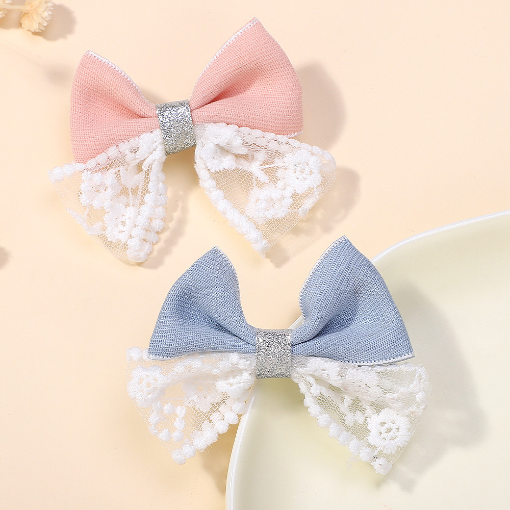 5 สีผ้าโบว์ลูกไม้บูติกกิ๊บติดผมสาวริบบิ้นกิ๊บติดผมที่ละเอียดอ่อนสไตล์เจ้าหญิง หมวก - รูปที่ 7