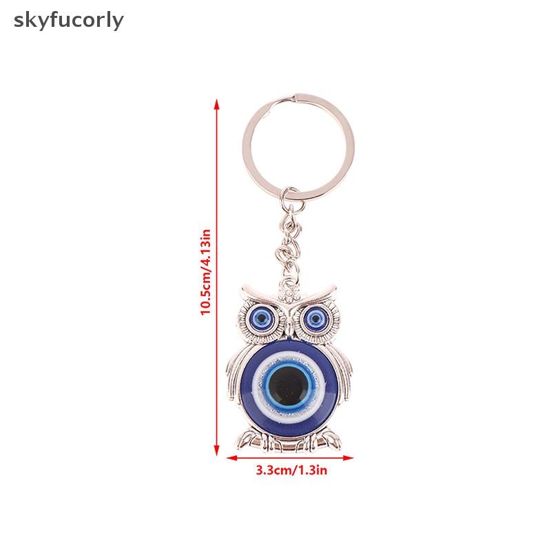 [SKY] Blue Evil Eye Owl Lucky Charm พวงกุญแจรถจี้กุญแจรถสัตว์แฟชั่นพวงกุญแจผู้ถือกระเป๋าอุปกรณ์เสริมเครื่องประดับ VN
