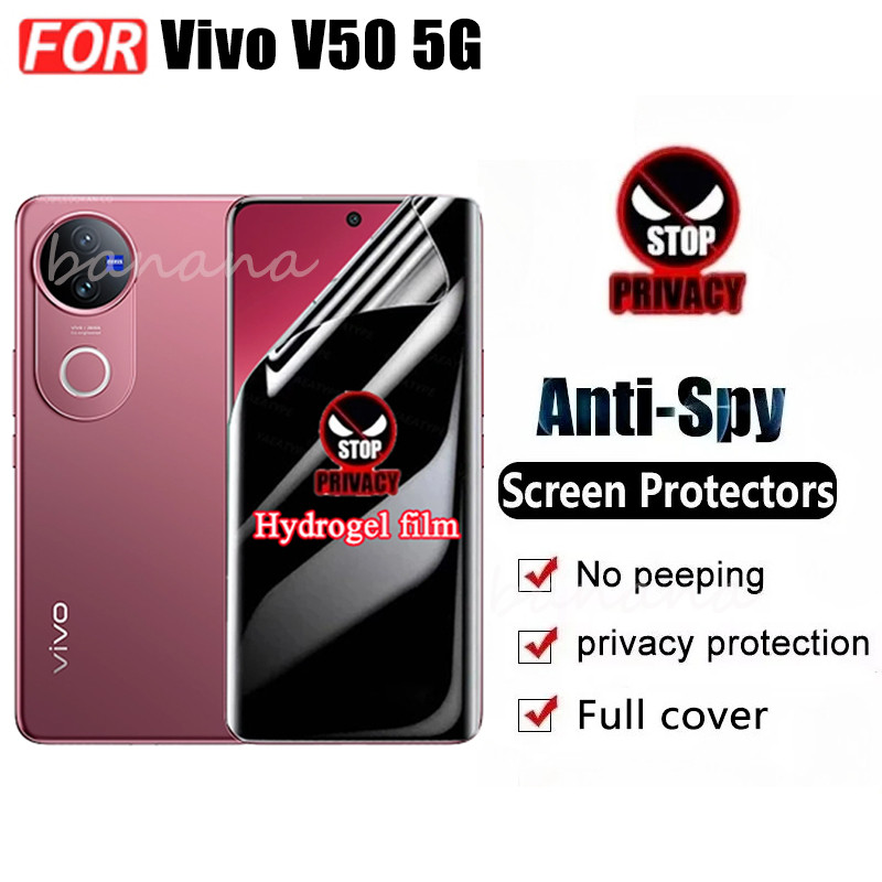 3 in 1 Vivo V50 Full Cover Soft Privacy Hydrogel Film Screen Protector สําหรับ Vivo V40 V40 Pro V40 Lite V30 V30 Pro ป้องกันหน้าจอเลนส์กล้องกระจก ราคา ถูกที่สุด ดีลบีเคเค แกลเลอรีภาพที่ 2