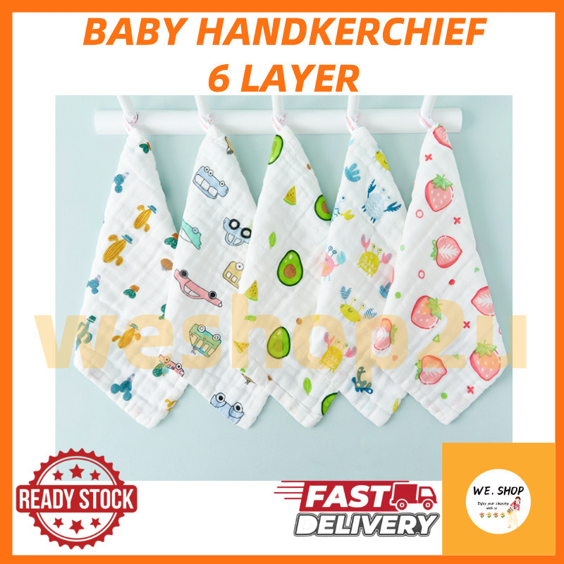 ! 6 ชั้นผ้าเช็ดหน้าเด็กทารกผ้าเช็ดตัวทารกแรกเกิดผ้าเช็ดตัวผ้าฝ้าย Bib Bayi Saku tangan