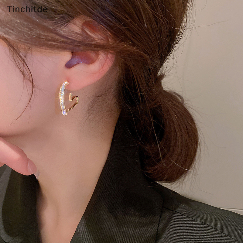 [Tinchitde] ต่างหูสตั๊ด รูปหัวใจ สีขาว สีฟ้า สีม่วง เคลือบน้ํามัน เครื่องประดับ สําหรับผู้หญิง [Preferred]
