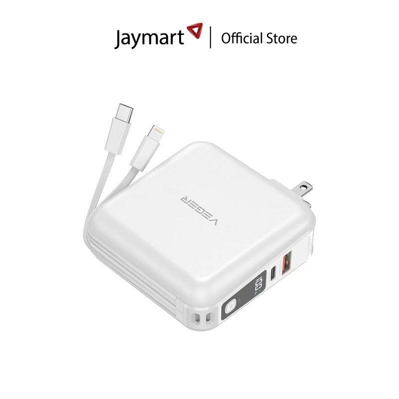 Veger Power Bank 15000 mAh With Built In Cable and Adapter 20W P15 (รับประกันศูนย์ 1 ปี) By Jaymart
