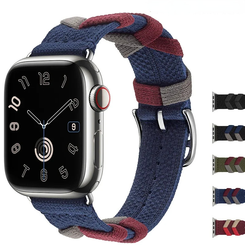สายนาฬิกาข้อมือไนล่อนถัก สําหรับ Apple Watch Ultra 2 49 มม. 44 มม. 40 มม. iWatch Series 9 8 7 6 5 se 45 มม. 44 มม. 42 มม. 40 มม. 41 มม.