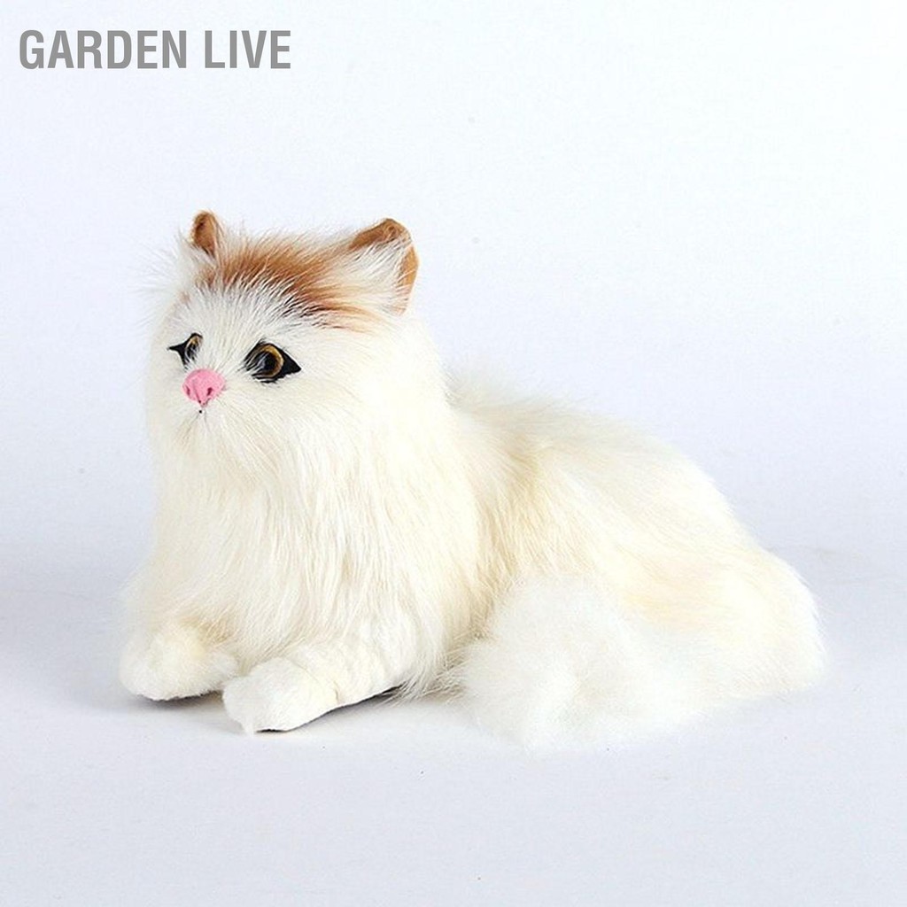 GARDEN LIVE จำลองตุ๊กตาแมวตุ๊กตาเปิดตาตุ๊กตาสัตว์น่ารักเหมือนจริงของเล่นสำหรับตกแต่งโต๊ะ