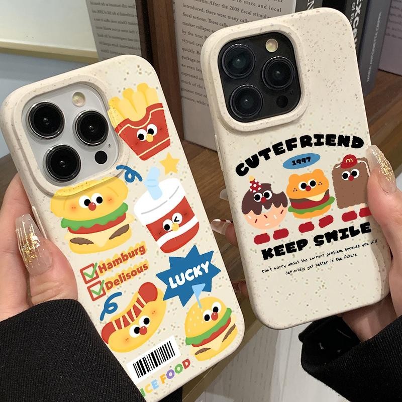 คาร์โตนเบอร์เกอร์โค้ก เคสไอโฟน11 TPU For iPhone 15 11 14 12 13 Pro Max 7 8 Plus X XS Max XR นิ่มกันกร กันกระแทก เนื้อแมท