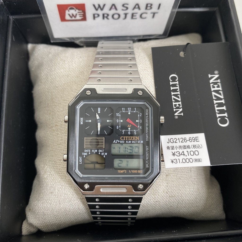 ⭐️Authentic⭐️Direct from Japan⭐️CITIZEN JG2126-69E Unused RECORD LABEL Quartz Crystal glass Black Men Wrist watch  นาฬิกาข้อมือ