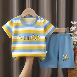 เสื้อผ้าเด็ก เซ็ต2ชิ้น เสื้อยืดเเขนสั้น พร้อมกางเกงลายน่ารักๆ