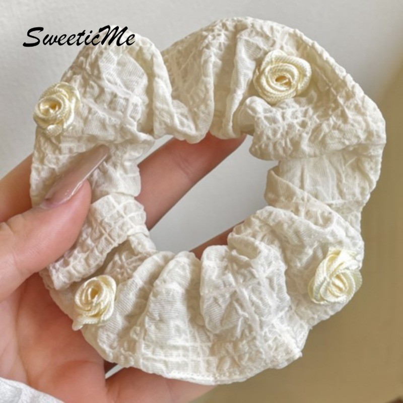 SweeticMe ใหม่แฟชั่นผม Ties French Camellia สาวหวาน Causal อุปกรณ์เสริมยืดผม Ties ราคา ถูกที่สุด ดีลบีเคเค แกลเลอรีภาพที่ 8
