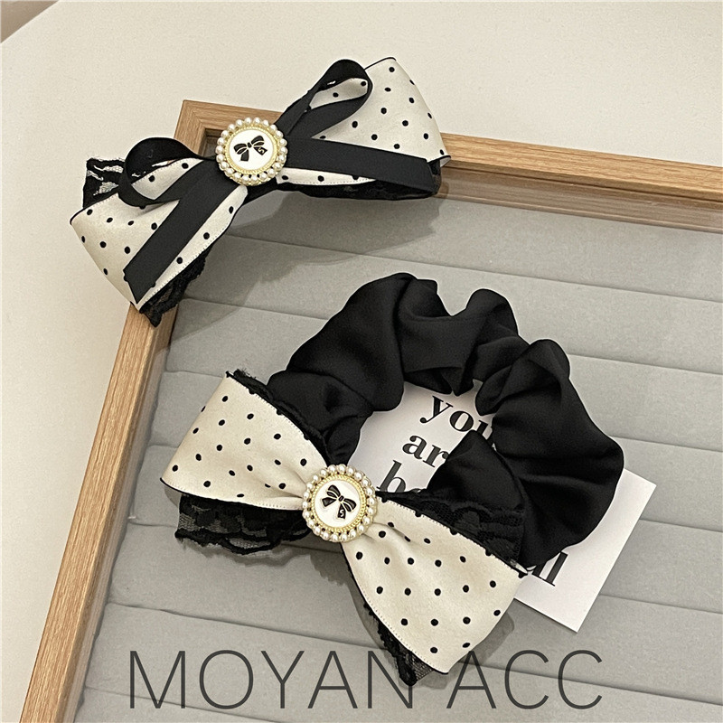 [Hair Tie] ยางรัดผม ประดับโบว์ มุก ขนาดใหญ่ สไตล์เกาหลี สําหรับผู้หญิง