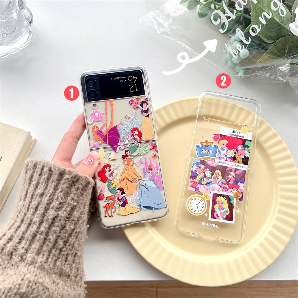 ธีมน่ารัก BEAUTIFUL สําหรับ Samsung Galaxy Z Flip6 5 4 3 5G Full Encirclement Anti-fall ความคิดสร้างสรรค์ปลอกสําหรับ Samsung Galaxy Z Drop-proof ฝาครอบ