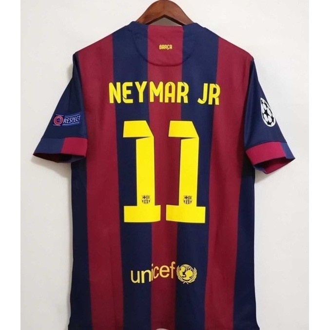 เสื้อกีฬาแขนสั้น ลายทีมเหย้า Barcelona 2014-2015 สไตล์เรโทร สําหรับผู้ชาย และผู้ใหญ่ #8 Messi 10 BS ไทย 1:1