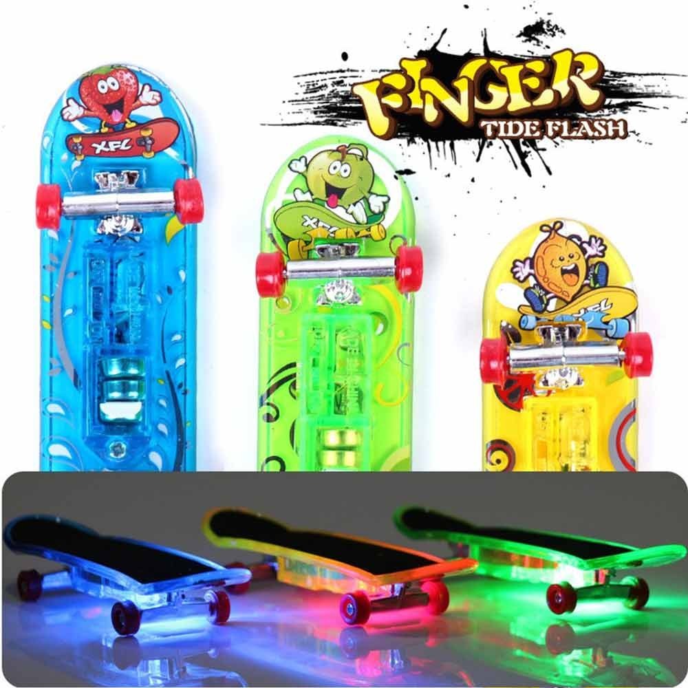 Mini Finger Skate Board with LED Light Professional Alloy Finger Skate Board Kids Glowing Toys
