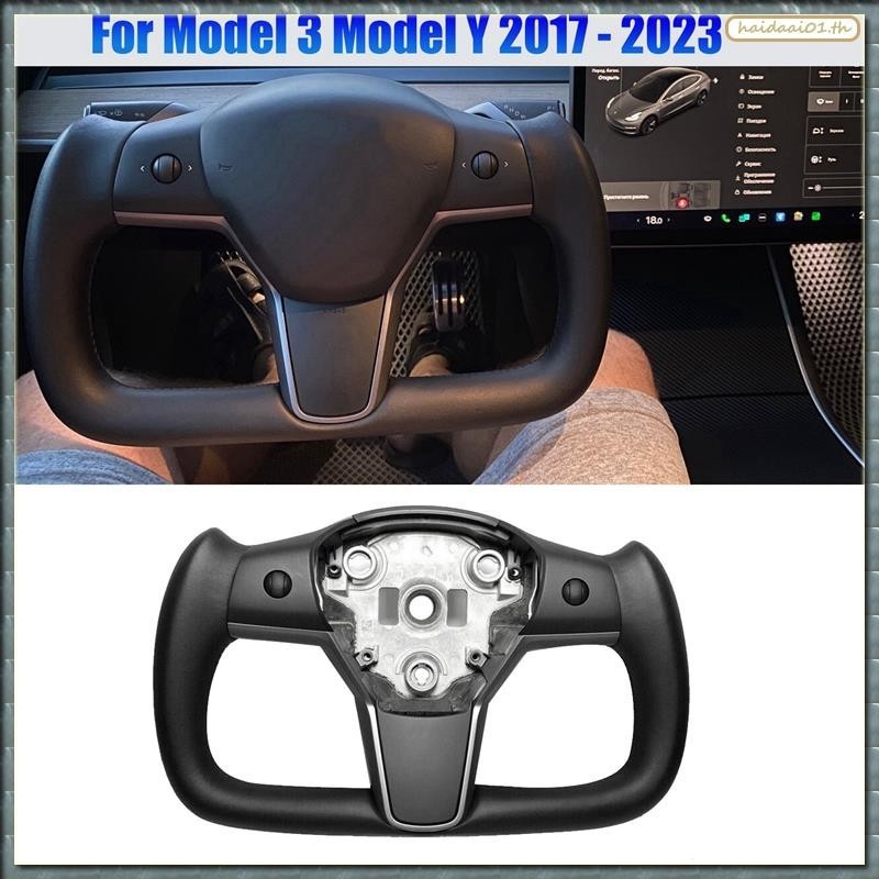 [N X G R] แผงพวงมาลัยรถแข่ง พร้อมปุ่มกด สีดํา สําหรับ Tesla Model 3 Y 2017 2018 2019 2020 2021 2022 2023