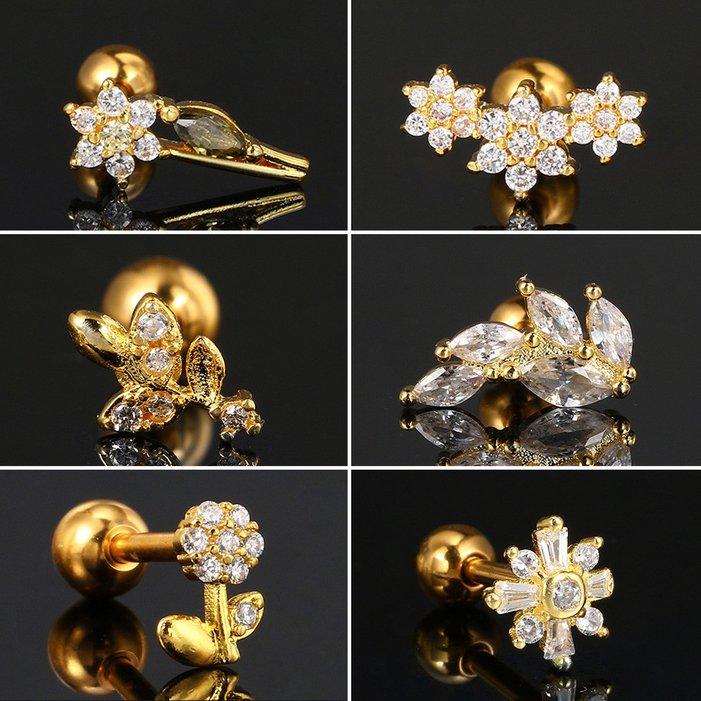 1 ชิ้น มินิ พืช ดอกไม้ ใบไม้ สวยงาม เจาะหู เกลียว ต่างหูสตั๊ด สําหรับผู้หญิง สุจริต กระดูกอ่อน กระดูกอ่อน กลีบดอกไม้ แฟชั่น เครื่องประดับร่างกาย