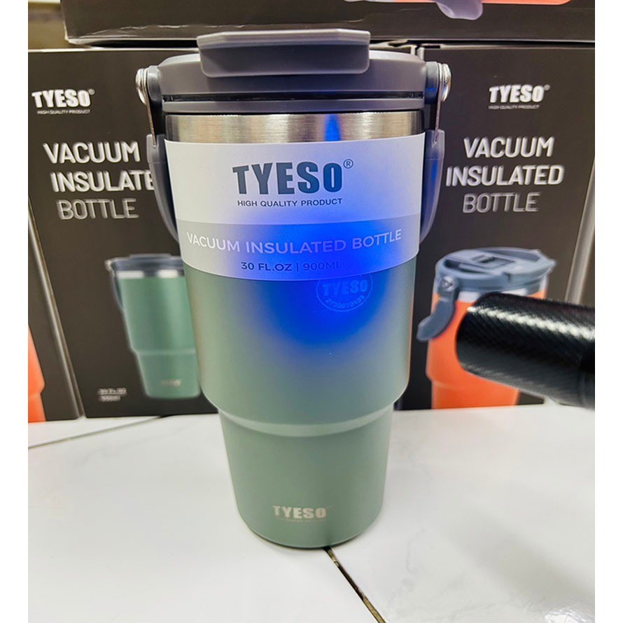 แก้วเก็บความเย็น (ของแท้✅) พร้อมส่ง แก้วเก็บความเย็น Tyeso แบบใหม่มีที่จับ  แก้วกาแฟ600ml/750ml/900m