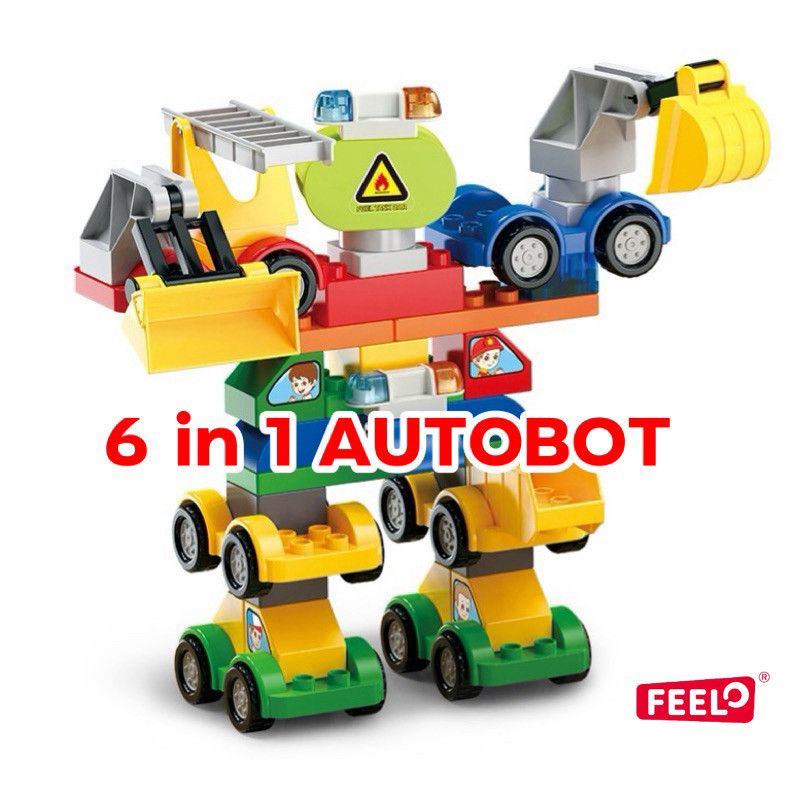 FEELO Autobots ชุดตัวต่อหุ่นยนต์ 6 in 1 (ตัวต่อขนาดใหญ่) ของเล่นเสริมพัฒนาการ