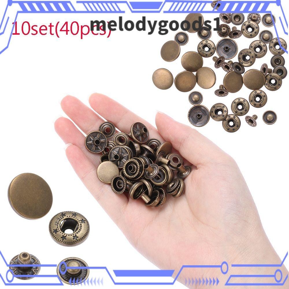 Melodygoods1 กระดุมแป๊ก โลหะ สําหรับกระดุมติดเสื้อเชิ้ต 10 ชุด (40 ชิ้น)