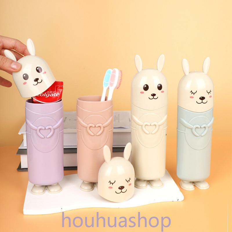 กล่องเก็บแปรงสีฟัน ยาสีฟัน พลาสติก รูปทรงกระต่ายน่ารัก สไตล์นอร์ดิก แบบพกพา สําหรับท่องเที่ยว